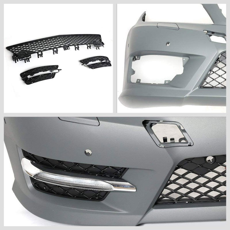 AMG Style (W/PDC) Front Bumper+Lower Grille+Fog Light For Benz 12-14 C-Class 4DR-Exterior-BuildFastCar