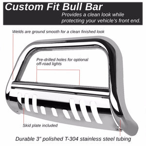 Chrome Bull Bar Bumper Grille Guard Skid Plate For Ford 11-16 F-Series Superduty-Exterior-BuildFastCar