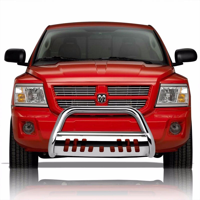 Chrome Bull Bar Bumper Grille Guard Skid Plate Kit For Dodge 05-10 Dakota Truck-Exterior-BuildFastCar