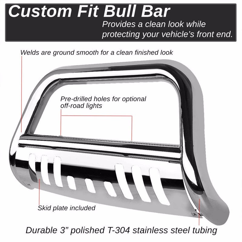 Chrome Bull Bar Push Bumper Grille Guard Skid Plate For Toyota 07-14 FJ Cruiser-Exterior-BuildFastCar