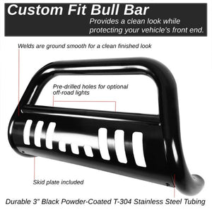 Black Bull Bar Bumper Grille Guard+License Plate Bracket Kit For 16-17 Tacoma-Exterior-BuildFastCar