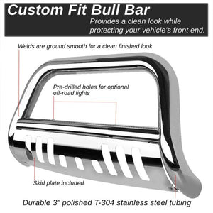 Chrome Bull Bar Bumper Grille Guard Skid Plate For 16-17 Toyota Tacoma Truck-Exterior-BuildFastCar