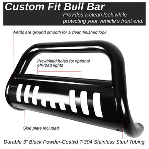 Black Bull Bar Bumper Grille Guard Skid Plate 18+ Jeep Wrangler JL BFC-BULLBAR041-BK