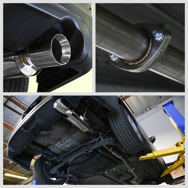 4" Round Roll Muffler Tip Exhaust Catback System For 02-06 Acura RSX Base 2.0L-Performance-BuildFastCar