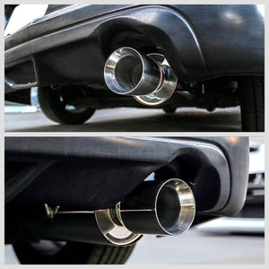 4" Round Roll Muffler Tip Exhaust Catback System For 02-06 Acura RSX Base 2.0L-Performance-BuildFastCar
