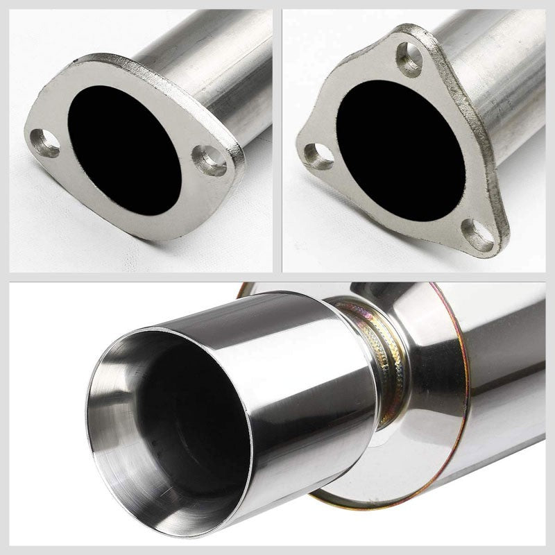 4" Round Roll Muffler Tip Exhaust Catback System For 02-06 Acura RSX Base 2.0L-Performance-BuildFastCar