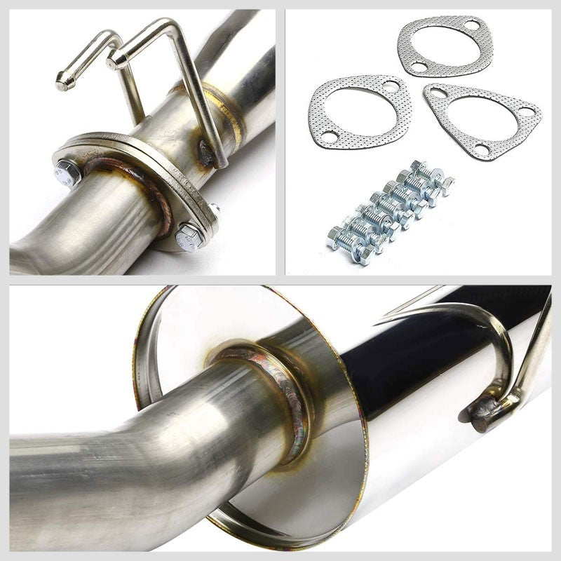 4" Round Roll Muffler Tip Exhaust Catback System For 02-06 Acura RSX Base 2.0L-Performance-BuildFastCar