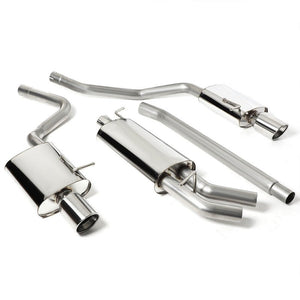 4" Dual Slant Double Wall Muffler Tip Exhaust Catback System For 02-05 A4 DOHC-Performance-BuildFastCar