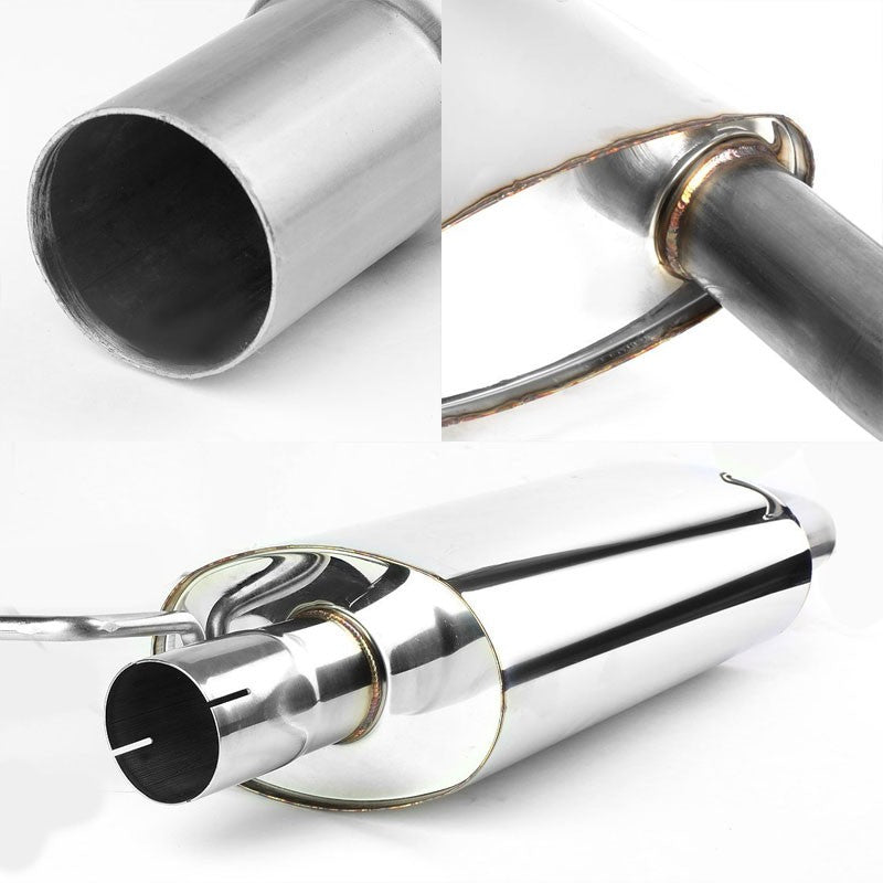 4" Dual Slant Double Wall Muffler Tip Exhaust Catback System For 02-05 A4 DOHC-Performance-BuildFastCar