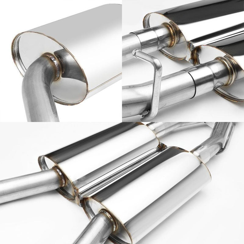 3" Dual Slant Muffler Tip Exhaust Catback System For 02-08 A4 Quattro 1.8L/2.0L-Performance-BuildFastCar