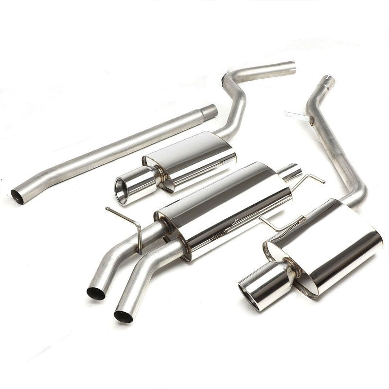 4" Dual Slant Muffler Tip Exhaust Catback System For 06-09 Audi A4 2.0L DOHC-Performance-BuildFastCar