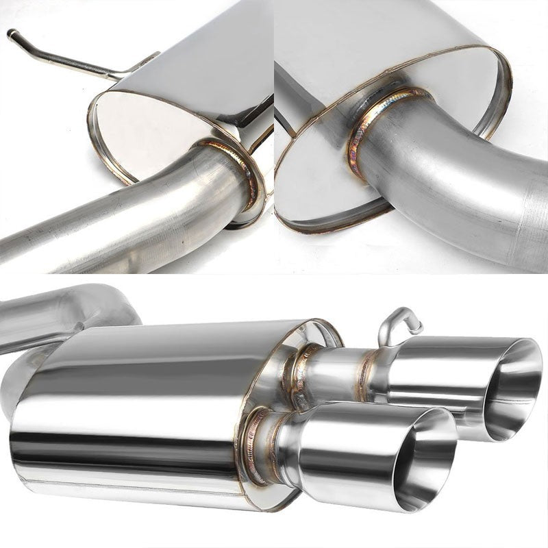 3.5" Dual Slant Muffler Tip Exhaust Catback System For 09-16 Audi A4 2.0L DOHC-Performance-BuildFastCar