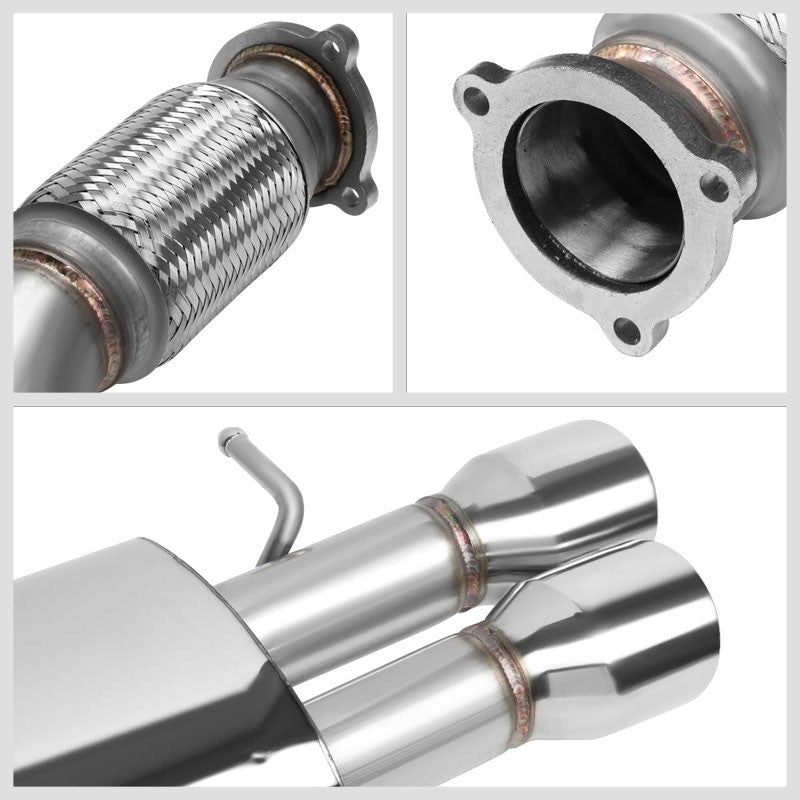 3.5" Dual Slant Roll Muffler Tip Exhaust Catback System For 09-16 A4 Quattro-Performance-BuildFastCar