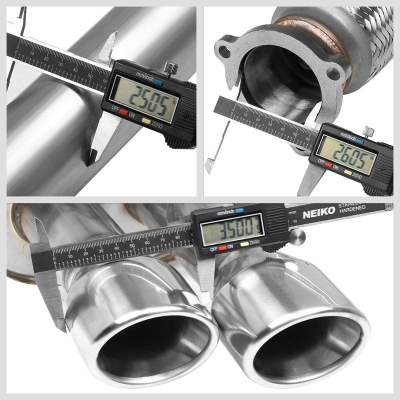 3.5" Dual Slant Roll Muffler Tip Exhaust Catback System For 09-16 A4 Quattro-Performance-BuildFastCar