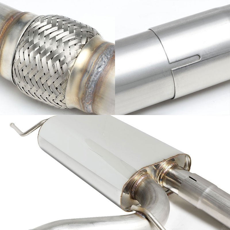 4" Dual Slant Double Wall Muffler Tip Exhaust Catback System For 97-01 A4 1.8L-Performance-BuildFastCar