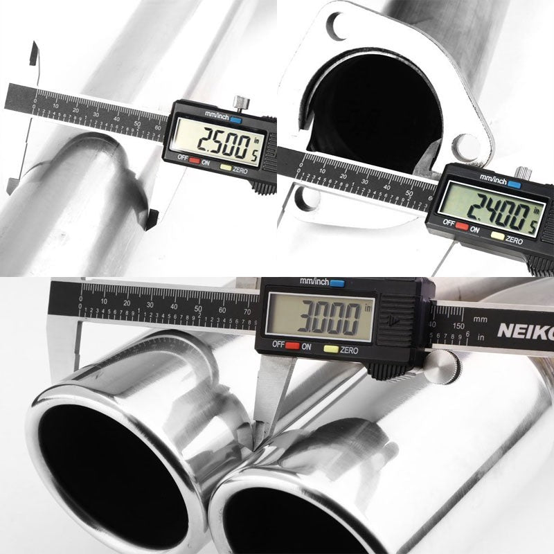 4" Dual Slant Double Wall Muffler Tip Exhaust Catback System For 97-01 A4 1.8L-Performance-BuildFastCar