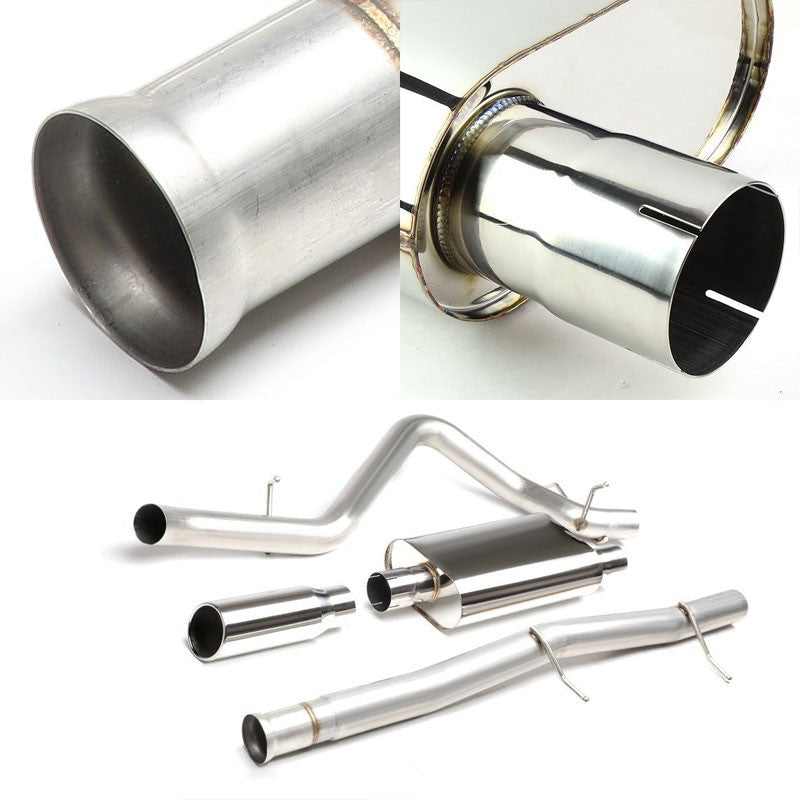 4" Slant Muffler Tip Exhaust Catback System For 07-13 Silverado 1500 4.8L/5.3L-Performance-BuildFastCar