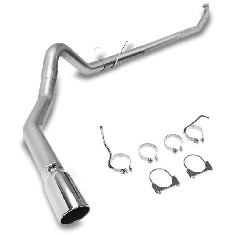 5" Round Tip Rolled Edge Straight Turboback Exhaust For 05-07 Dodge Ram 3500 5.9-Exhaust Systems-BuildFastCar-BFC-CATB-0407RAM2535-59D-SP