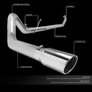 5" Round Tip Rolled Edge Straight Turboback Exhaust For 05-07 Dodge Ram 3500 5.9-Exhaust Systems-BuildFastCar-BFC-CATB-0407RAM2535-59D-SP