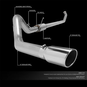 5" Round Tip Rolled Edge Turboback Exhaust For 05-07 Dodge Ram 3500 5.9-Exhaust Systems-BuildFastCar-BFC-CATB-0407RAM2535-59D
