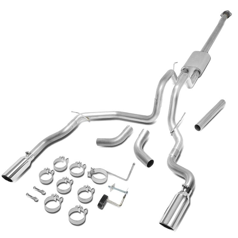 4" Dual Slant Roll Muffler Tips Exhaust Catback System For 15-19 Ford F-150 DOHC-Performance-BuildFastCar