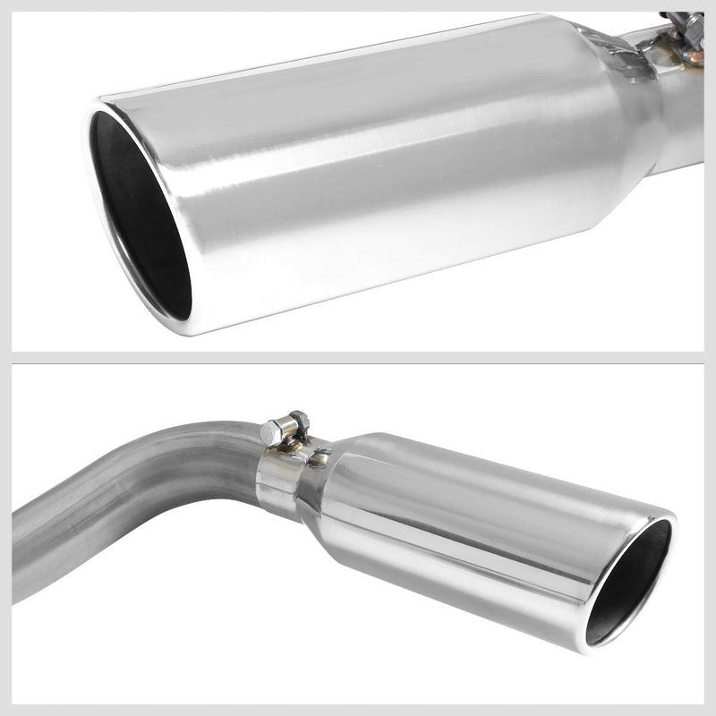4" Dual Slant Roll Muffler Tips Exhaust Catback System For 15-19 Ford F-150 DOHC-Performance-BuildFastCar