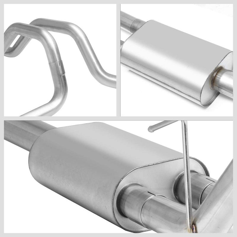 4" Dual Slant Roll Muffler Tips Exhaust Catback System For 15-19 Ford F-150 DOHC-Performance-BuildFastCar