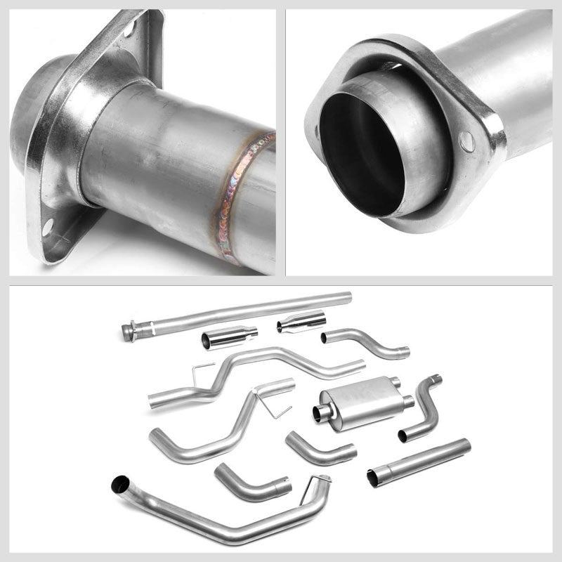 4" Dual Slant Roll Muffler Tips Exhaust Catback System For 15-19 Ford F-150 DOHC-Performance-BuildFastCar