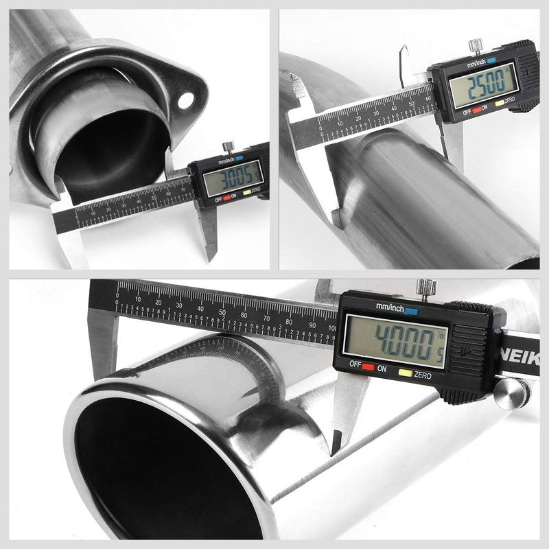 4" Dual Slant Roll Muffler Tips Exhaust Catback System For 15-19 Ford F-150 DOHC-Performance-BuildFastCar