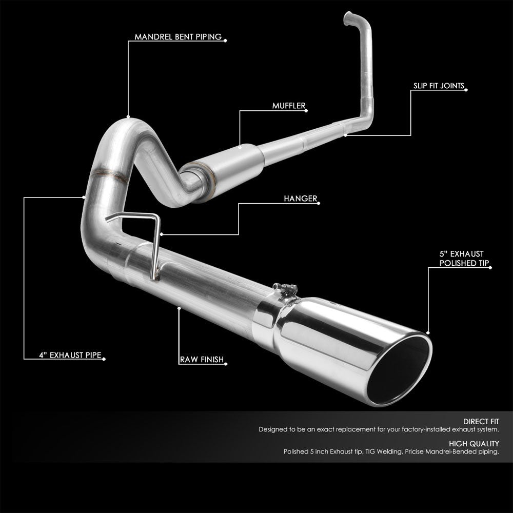 Satinless Turboback Exhaust 5" Tip For 03-07 Ford F-250/F-350 Super Duty 6.0L