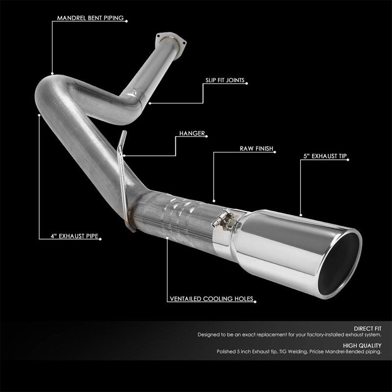 5" Round Tip Rolled Edge Particulate Filter Back Exhaust For 15-16 Ford F-450 SD-Exhaust Systems-BuildFastCar-BFC-CATB-1516FORF250SD
