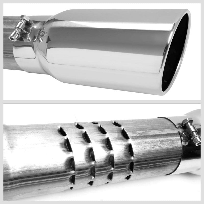 5" Round Tip Rolled Edge Particulate Filter Back Exhaust For 15-16 Ford F-450 SD-Exhaust Systems-BuildFastCar-BFC-CATB-1516FORF250SD