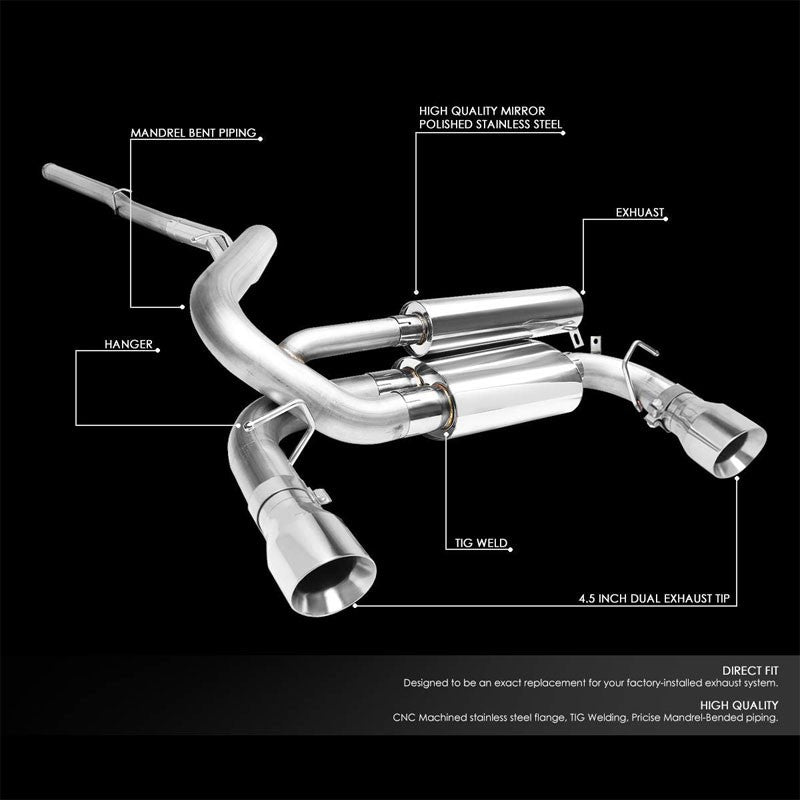 4.5" Slant Roll Muffler Tips Exhaust Catback System For 16-18 Ford Focus RS 2.3L-Performance-BuildFastCar