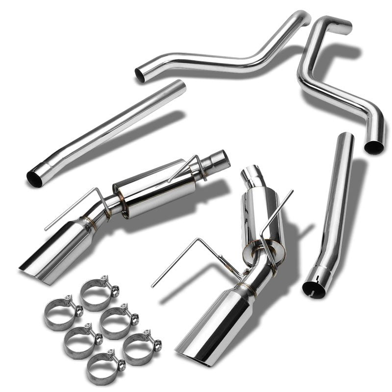 3.75" Slant Muffler Tip Exhaust Catback System For 05-08 Ford Mustang 4.6L V8-Performance-BuildFastCar