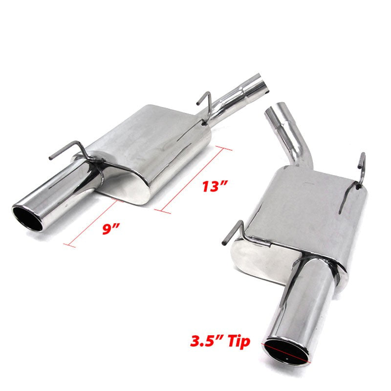 3.75" Slant Muffler Tip Exhaust Catback System For 05-08 Ford Mustang 4.6L V8-Performance-BuildFastCar
