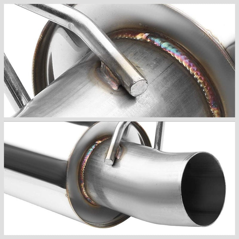 4" Slant Roll Muffler Tips Exhaust Catback System For 15-18 Mustang EcoBoost-Performance-BuildFastCar