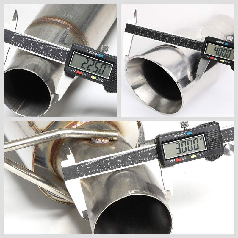 4" Slant Roll Muffler Tips Exhaust Catback System For 15-18 Mustang EcoBoost-Performance-BuildFastCar