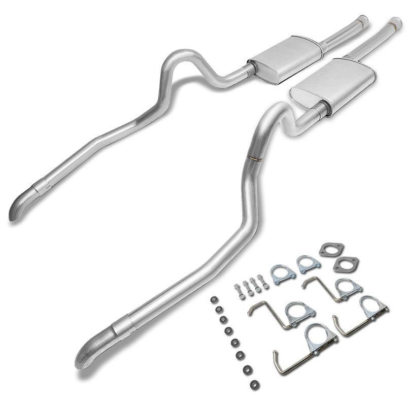 2.5" Dual Muffler Tip Exhaust Catback System For 87-93 Ford Mustang 5.0L V8-Performance-BuildFastCar