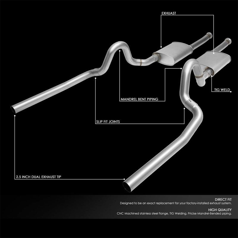 2.5" Dual Muffler Tip Exhaust Catback System For 96-97 Ford Mustang 4.6L V8 SOHC-Performance-BuildFastCar