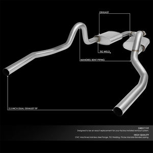 2.5" Dual Muffler Tip Exhaust Catback System For 99-04 Mustang Base 3.8L/3.9L V6-Performance-BuildFastCar