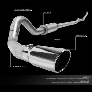 5" Round Tip Rolled Edge Turboback Exhaust For 93-00 Chevy C/K 6.5 Turbo Diesel-Exhaust Systems-BuildFastCar-BFC-CATB-9300CHVCK-65D