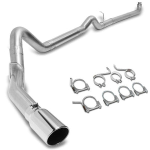 5" Round Tip Rolled Edge Straight Turboback Exhaust For 01-07 Sierra 2500HD 6.6L-Exhaust Systems-BuildFastCar-BFC-CATB-0107SIL-66D-SP