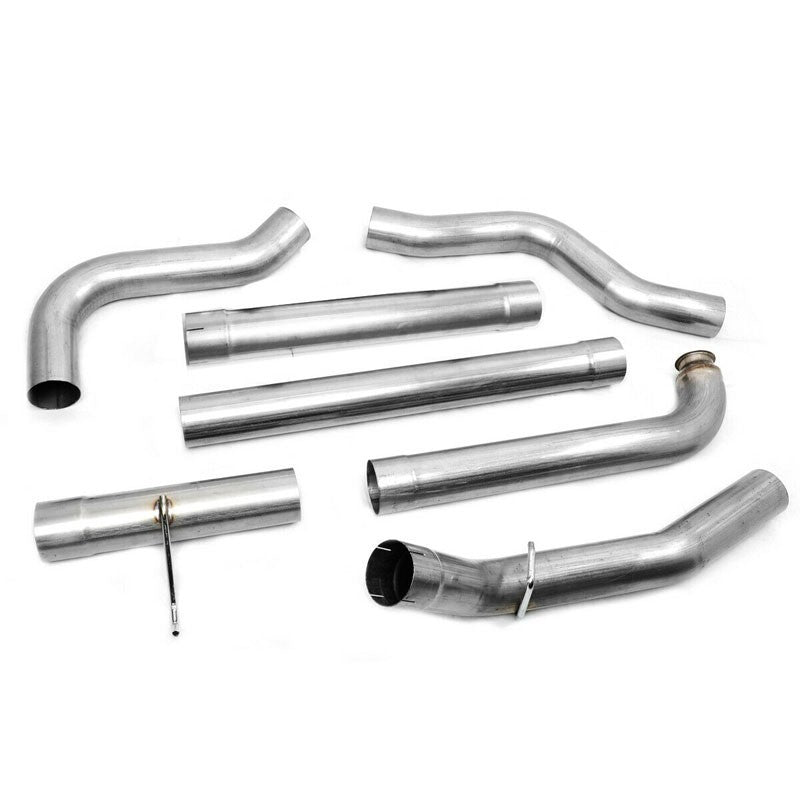 5" Round Tip Rolled Edge Straight Turboback Exhaust For 01-07 Sierra 2500HD 6.6L-Exhaust Systems-BuildFastCar-BFC-CATB-0107SIL-66D-SP