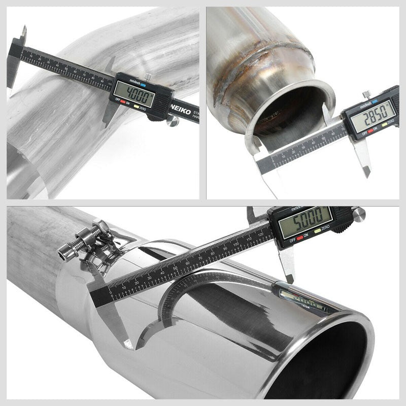 5" Round Tip Rolled Edge Straight Turboback Exhaust For 01-07 Sierra 2500HD 6.6L-Exhaust Systems-BuildFastCar-BFC-CATB-0107SIL-66D-SP