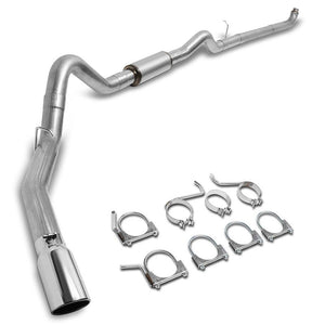 5" Round Tip Rolled Edge Turboback Exhaust For 01-07 GMC Sierra 2500HD Diesel-Exhaust Systems-BuildFastCar-BFC-CATB-0107SIL-66D