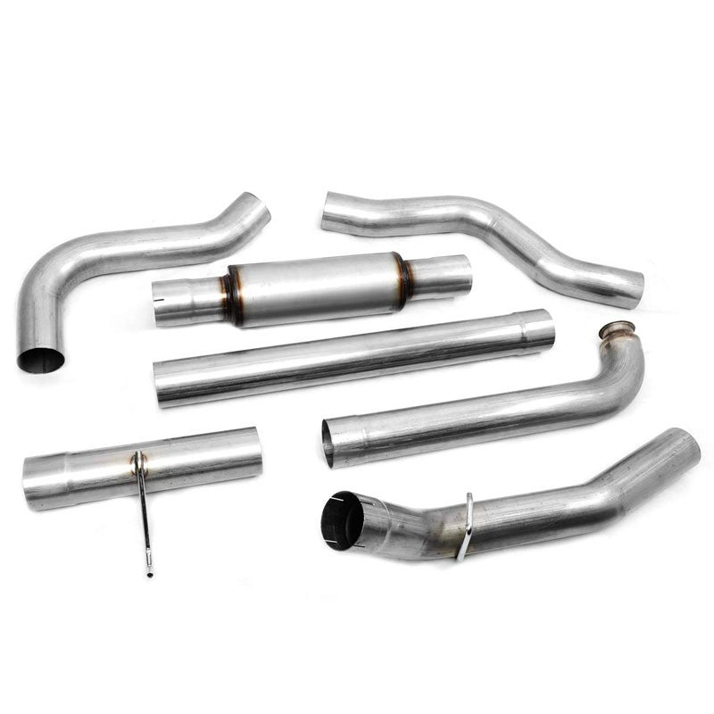 5" Round Tip Rolled Edge Turboback Exhaust For 01-07 GMC Sierra 2500HD Diesel-Exhaust Systems-BuildFastCar-BFC-CATB-0107SIL-66D