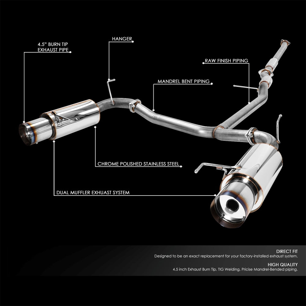 Exhaust Catback System 4.50" Round Burnt Muffler Tip w/Silencer For 98-02 Honda Accord 3.0L V6 (USDM CG 6th Gen)