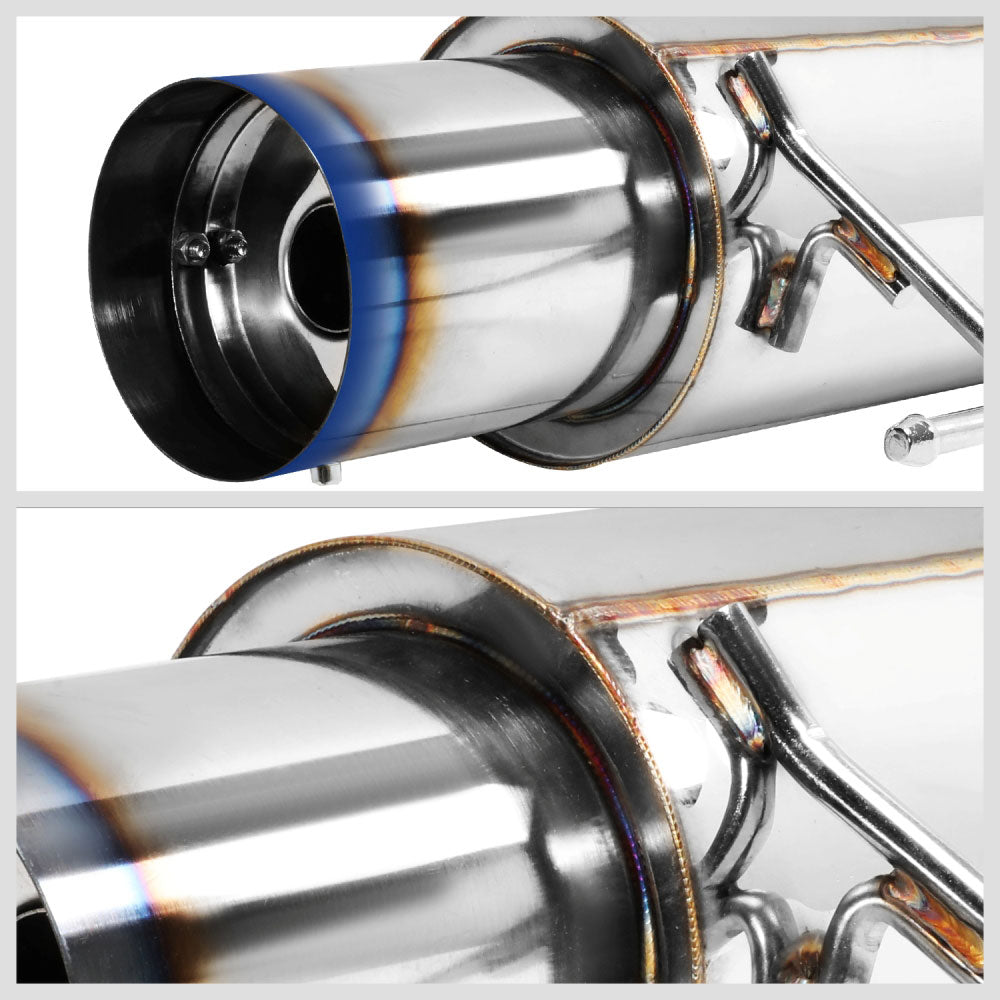 Exhaust Catback System 4.50" Round Burnt Muffler Tip w/Silencer For 98-02 Honda Accord 3.0L V6 (USDM CG 6th Gen)