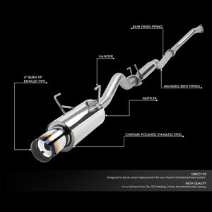 4.00" Round Burnt Muffler Tip Catback System For 01-05 Honda Civic EX 1.7L DOHC-Major Pipe-BuildFastCar