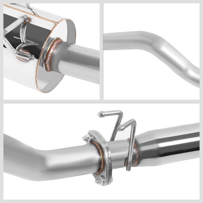 4.00" Round Burnt Muffler Tip Catback System For 01-05 Honda Civic EX 1.7L DOHC-Major Pipe-BuildFastCar